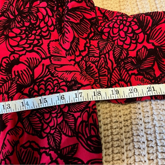 Lands' End Red and Black Velvet Floral Dress - Picture 4 of 9